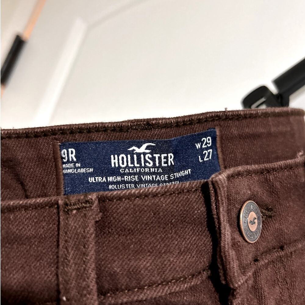 Hollister Ultra High Rise Vintage Straight Brown Jeans Pants size 9 29 W29 L27 - Picture 4 of 5
